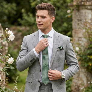 Stofgroen heren stropdas – Elegante bruidegom stro