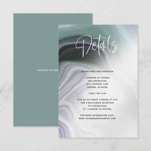 Stofgroen Salie Paarse Agaten Details Uitnodiging (Voorkant / Achterkant)