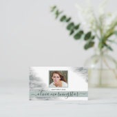 Stofgroen waterverf QR en foto Visitekaartje (Staand voorkant)