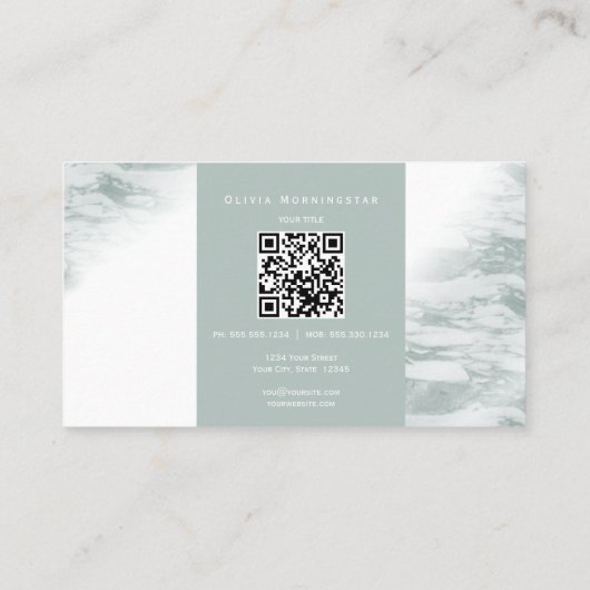 Stofgroen waterverf QR en foto Visitekaartje (Achterkant)