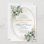 Stofgroene groene Quinceañera Boho uitnodiging (Voorkant)
