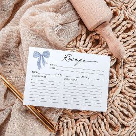 Stofjas Blauwe Strik Bruidsfeest Receptkaart Kaart