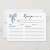Stofjas Blauwe Strik Bruidsfeest Receptkaart Kaart (Voorkant)
