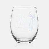 Stofjas Blauwe Strik Ze Viert Haar Bruidsfeest Wijnglas Zonder Voet (Achterkant)