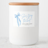 Stofjas Blauwe Strik Zij Knoopt de Knoop Bruidsmei Voedselcontainer Etiket (Voorkant)