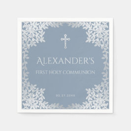Stofjasblauw Eerste Heilige Communie Elegante Jong Servet