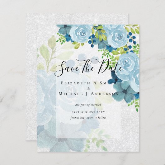 STOFJES BLAUWE BLOEMEN SPAREN DATA - BUDGET (Voorkant / Achterkant)