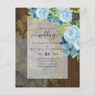 STOFJES BLAUWE BLOEMEN TROUWKAARTEN - BUDGET FLYER