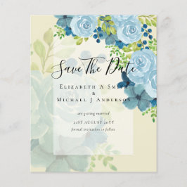 STOFJES BLAUWE BLOEMEN TROUWKAARTEN - BUDGET FLYER