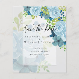 STOFJES BLAUWE BLOEMEN TROUWKAARTEN - BUDGET FLYER