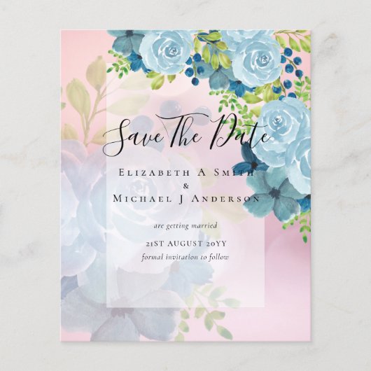 STOFJESBLAUWE BLOEMEN SPAREN DATA - BEGROTING FLYER (Voorkant)