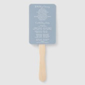 Stoflige blauwe slingerlichten bruiloftsprogramma handwaaier (Achterkant)