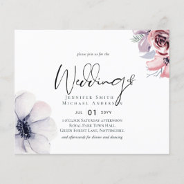 Stofnavyblauw Koraal Bloemig Schrift Trouwbudget