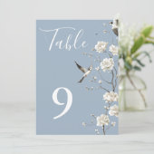 Stofnummers met stoffige blauwe chinoiserie bloemm kaart (Staand voorkant)