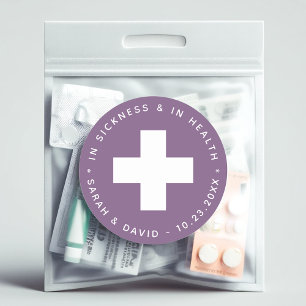 Stofpaars noodpakket in ziekte en gezondheid ronde sticker
