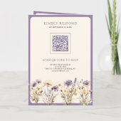 Stofpaarse Boho Wilde Bloem QR Code Trouwen (Achterkant)