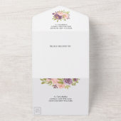 Stofpaarse en roze bloemige trouwfoto all in one uitnodiging (Buitenkant)