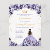 Stofpaarse Prinses Bloemige Quinceañera Briefkaart (Voorkant)