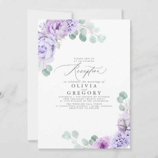 Stofpaarse Romantische Trouwavondreceptie Kaart (Voorkant)