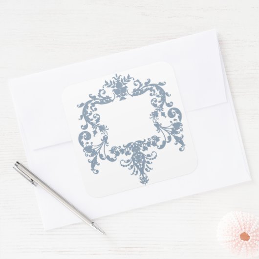 Stoframe Stofblauw Barok Vierkante Sticker (Envelop)