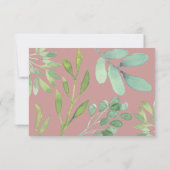Stofrieuze botanische groenbruiloft RSVP kaart (Achterkant)