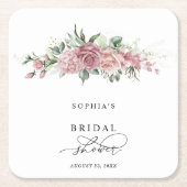 Stofrig Roze Bloemige Bruidsdouche Kartonnen Onderzetters (Voorkant)