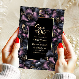 Stofrig Roze en Grijs Bloemig Trouwen Save the Dat Kaart