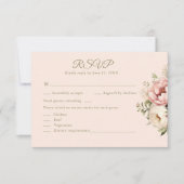 Stofrige Blush Bloemen Bruiloft RSVP Kaart (Voorkant)