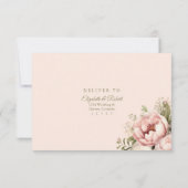 Stofrige Blush Bloemen Bruiloft RSVP Kaart (Achterkant)