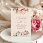 Stofrige Blush Bloemen Bruiloftsinvatie Kaart
