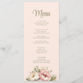 Stofrige Blush Pioen Trouwmenu Menu (Voorkant)