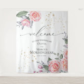 Stofrige Roze Blos Roze Bloemige Huwelijksdecorati Wandkleed (Voorkant)