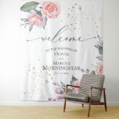 Stofrige Roze Blush Roze Bloemige Huwelijksdecorat Wandkleed (In situ)