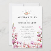 Stofrinke bloemige trouwuitnodiging kaart (Voorkant)