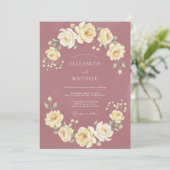 Stofrinke Ranunculus Eucalyptus Bruiloft Kaart (Staand voorkant)