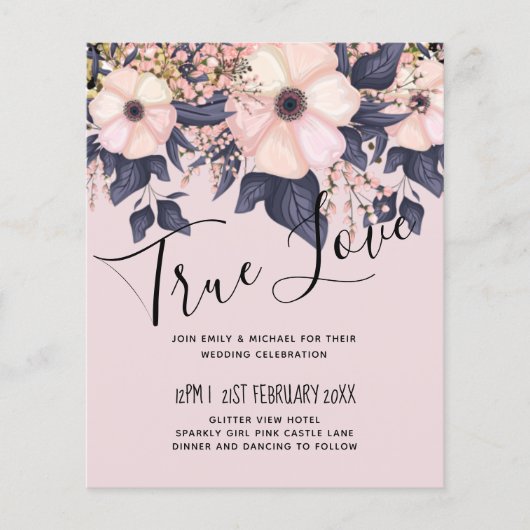 Stofrinke Roze Blauw Bloemig Trouwbudget (Voorkant)