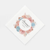 Stofrinke Roze Blauwe Bloem Bruiloft Aandonken Ser Servet (Hoek)