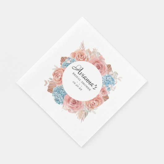 Stofrinke Roze Blauwe Bloem Bruiloft Aandonken Ser Servet (Hoek)