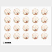 Stofrinke Roze Bloemige Pampasgras Boho Bruiloft Ronde Sticker (Vel)