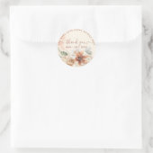 Stofrinke Roze Bloemige Pampasgras Boho Bruiloft Ronde Sticker (Tas)