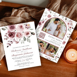 Stofrinke Rozen Foto QR Code Trouwen Kaart