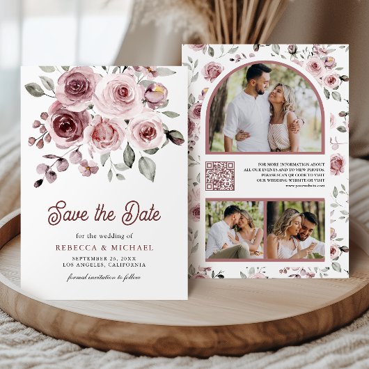 Stofrinke Rozen Foto QR Code Trouwen Save The Date