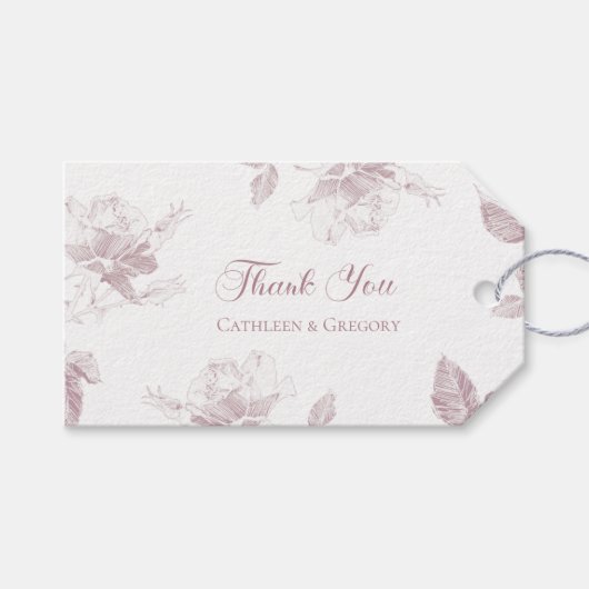Stofrinke Witte Rozen Bloemstuk Bedankkaart Bruilo Cadeaulabel (Voorkant (Horizontaal))