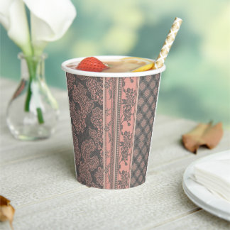 Stofris en houtskool Vintage kant bruiloft Papieren Bekers