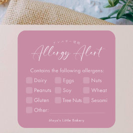Stofris Roze Allergie Waarschuwing Vierkante Sticker