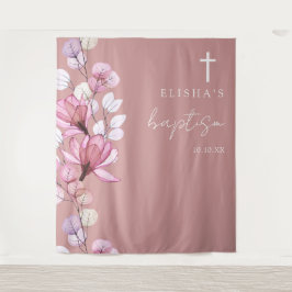 Stofris roze bloemen doop foto achtergrond wandkleed