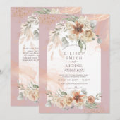 Stofris Roze Bloemige Pampas Gras PROEFHuwelijksdi (Voorkant / Achterkant)