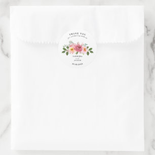 Stofris   Roze Bloemige Trouw  Ronde Sticker