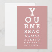Stofris Roze Oogtest Aangepaste Boodschap Kaart (Voorkant / Achterkant)