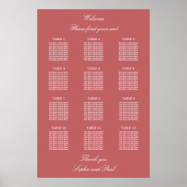 Stofris Roze Roze 12 Tafel Stoelenkaart Poster